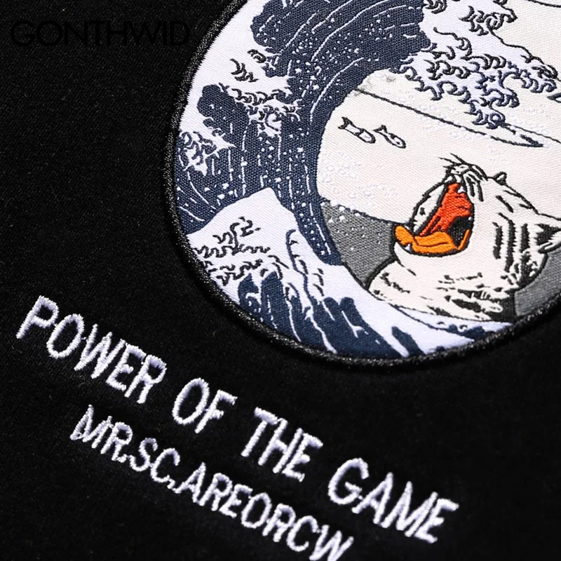 E-BAIHUI японский с вышивкой в виде кота принтом волны флисовые толстовки капюшоном