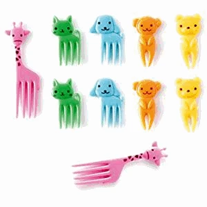 CuteZCute Bento Еда Палочки вилка 10 шт Жираф собака Кот медведь с принтом обезьяна (Цвет