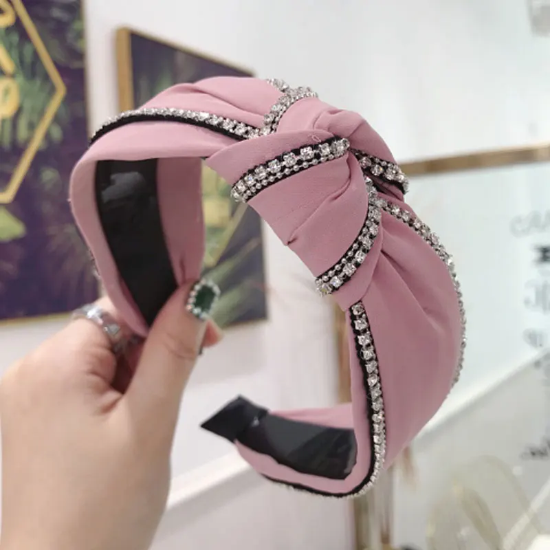 

Crystal Hairbands Knotted Head Hoop Bezel Wide Brimmed Hair Hoop Shiny Rhinestone Headband Hairbands Hair Accessories Headdress