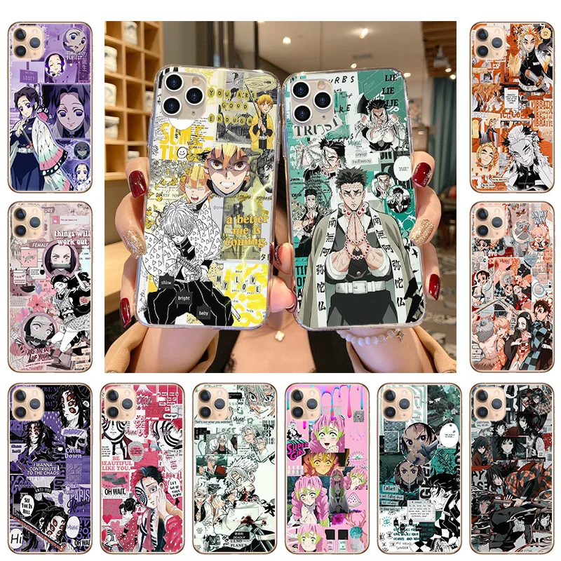 

Soft TPU Silicone Phone Case For iPhone 13 Pro 12 Mini 11 XS Max 7 8 6 6s Plus SE2020 X XR Demon Slayer Kimetsu No Yaiba Cover