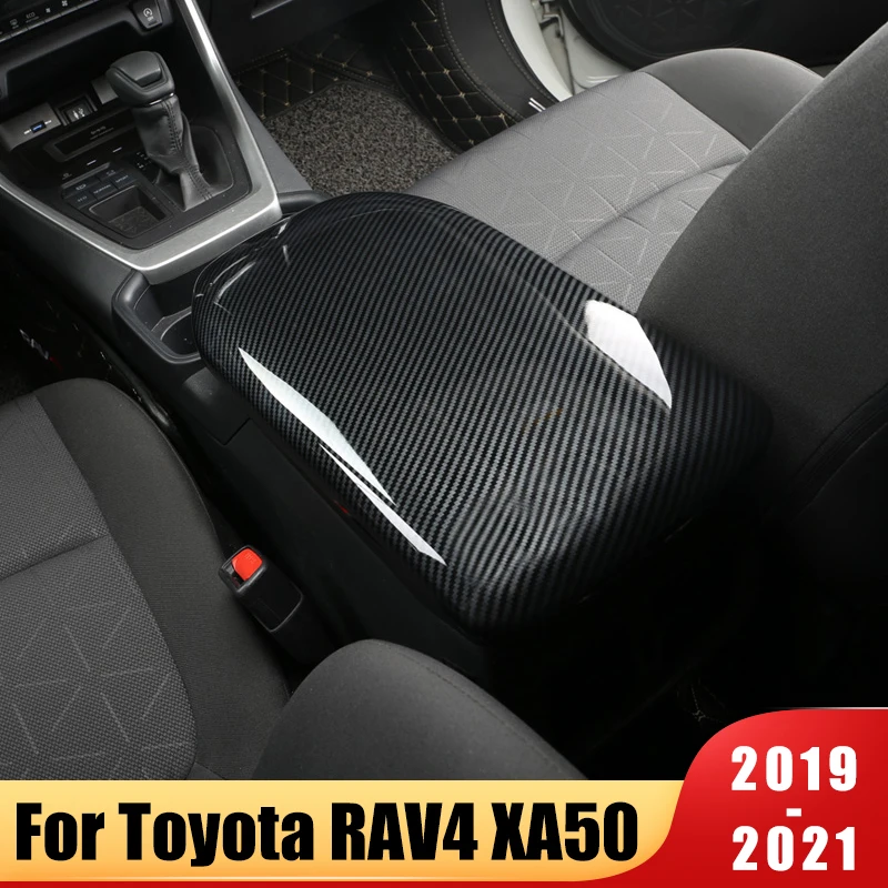 For Toyota RAV4 RAV 4 XA50 2019 2020 2021 2022 ABS Carbon Car Center Console Lid Armrest Box Protective Cover Trims Accessories