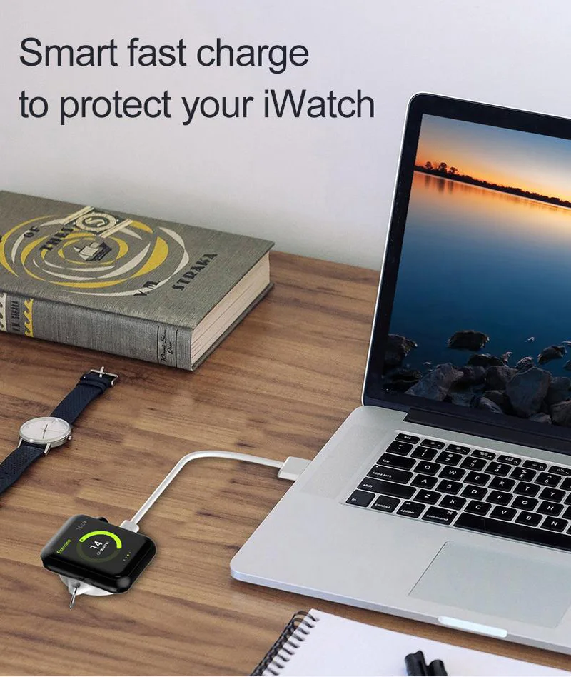 Портативное магнитное Беспроводное зарядное устройство QI брелок для Apple Watch
