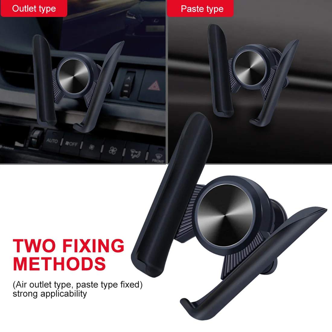 Автомобильный держатель для телефона с гравитационным креплением на воздушном канале для поддержки смартфона, поворотом на 360 градусов и автоматическим захватом телефона.
