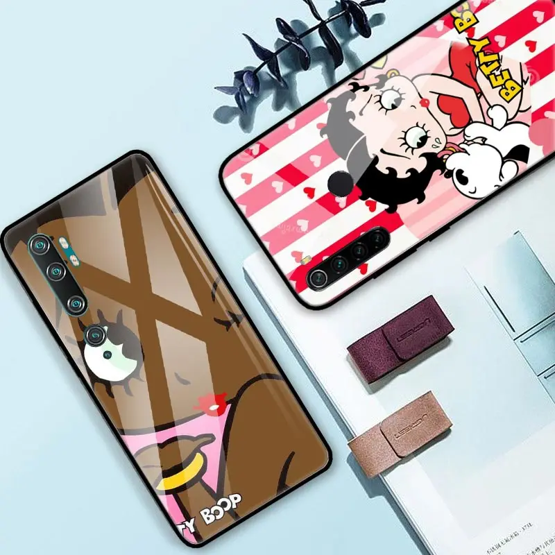 

Betty boop cartoon Girl Case for Xiaomi Redmi K30 5G K20 8A Note 8T 8 7 6 Mi 10 Pro CC9 A3 Tempered Glass Shell Phone Coque