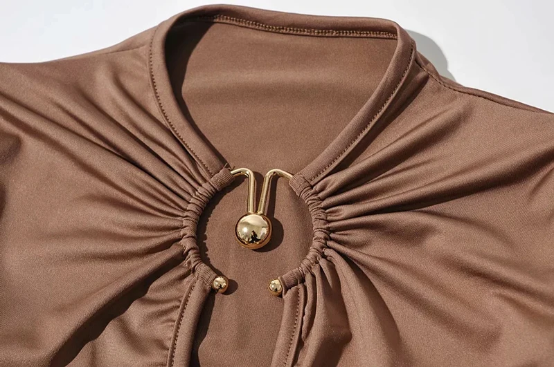 

WOMENGAGA Women Sexy Cut-out Ring Detail Long Sleeve Bodysuit Hot Sexy Summer Tops Beach Boho Korean Women Top EXSU