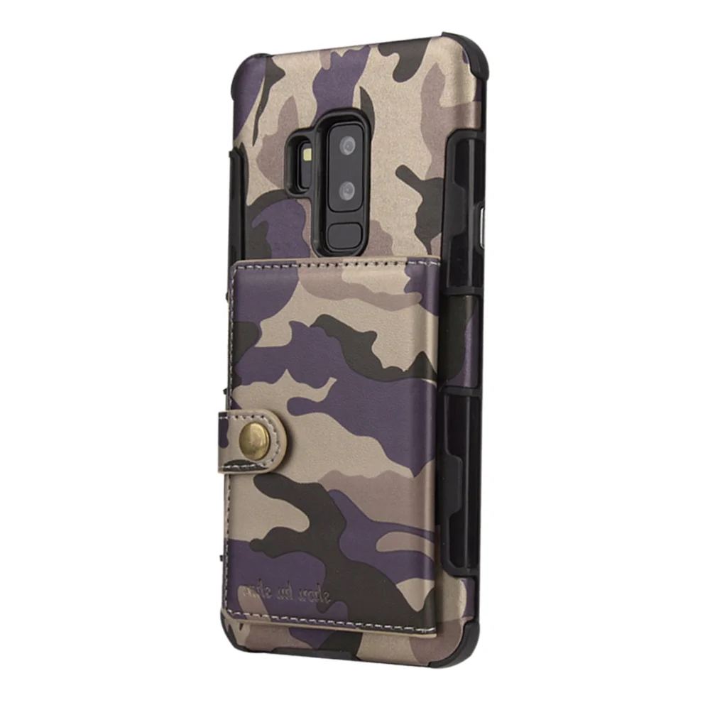 

Camouflage Leather TPU Phone Case Cover with Slot Function Shockproof and Anti-fall Phone Case for Galxy S9+(Grey)