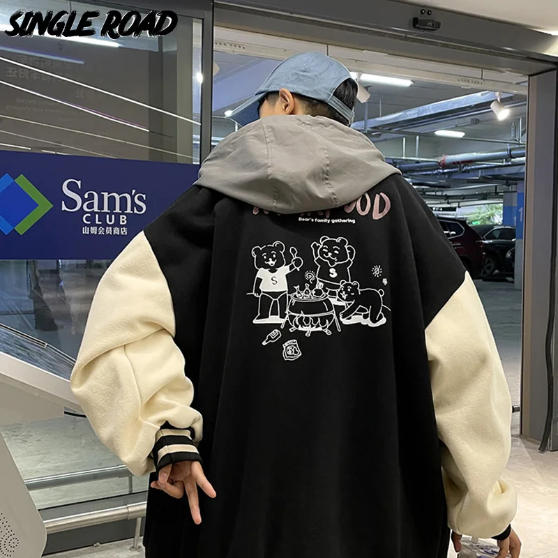 

Single Road Mens Hooded Varsity Jacket Men 2022 Anime Print Baseball Jacket Coat Hip Hop Streetwear Women Unisex Jackets Hoodies