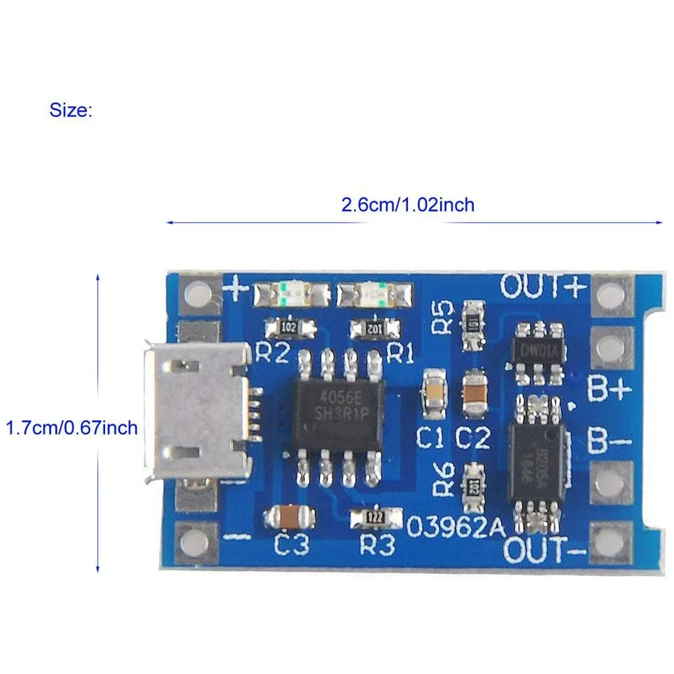 Зарядный Модуль TP4056 5 В Micro USB 1A 18650 12 шт. | Электронные компоненты и принадлежности