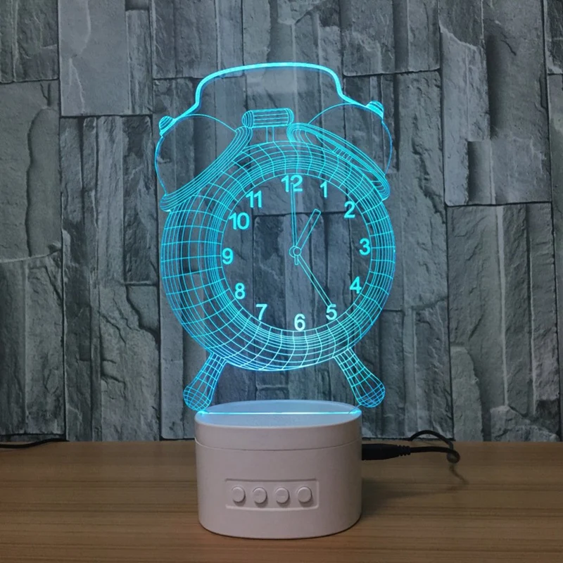 3D будильник Оптическая иллюзия Видимый Ночник светильник с Bluetooth динамик база Led