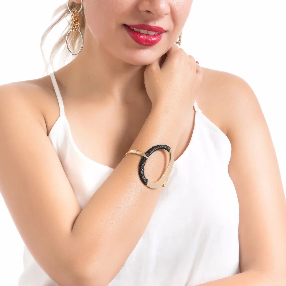 Металлические и черные браслеты с воском для женщин подарок регулируемая длина