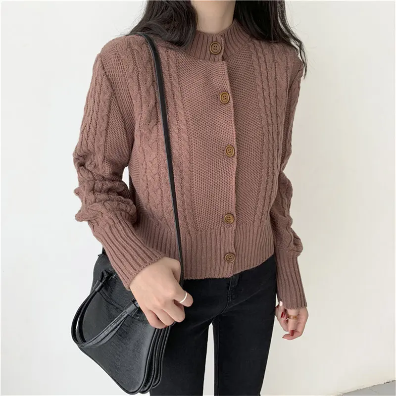HziriP Осень зима Ретро стиль свободные вязаные женские одноцветные подходят ко