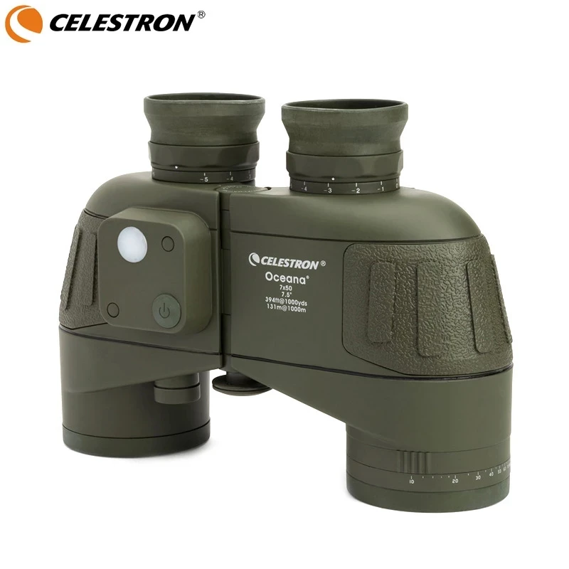 

Celestron Marine 7x50 Long Distance Compact Binoculars with Rangefinder Compass High Grade BAK4 Prism Waterproof Telescope