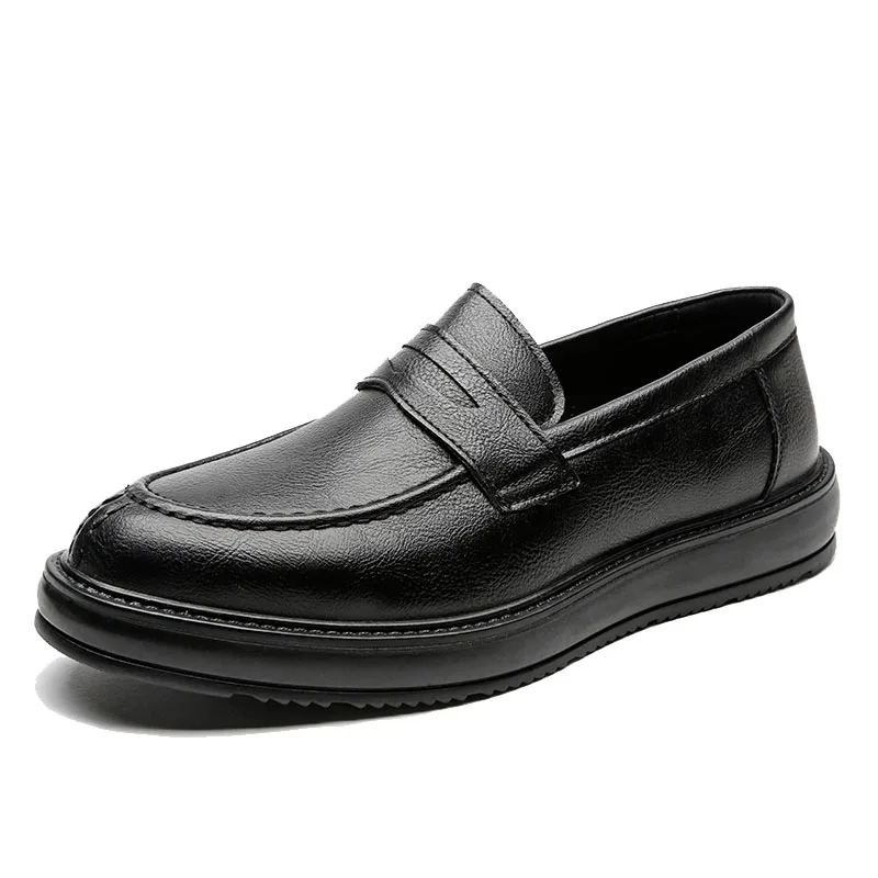 Мужские классические деловые формальные туфли кожаные с круглым носком мужские