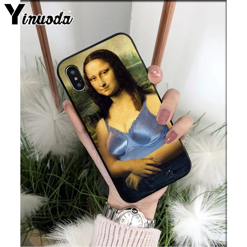 A9 Yinuoda Забавный чехол для телефона Mona Lisa Pet Cat TPU мягкий черный чехол для iphone 8 7 6 6S Plus 5 5S SE XR X XS MAX Coque Shell - Цвет: A9