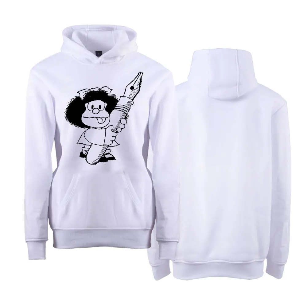 Футболка Mafalda с капюшоном женская футболка Мужская модная длинным рукавом