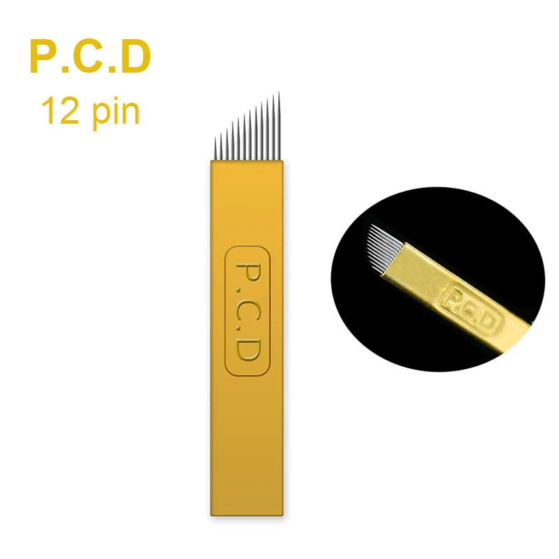 100 шт жесткие PCD 12/14/18/19 pin u образные микроблейдинг иглы для татуажа Перманентный