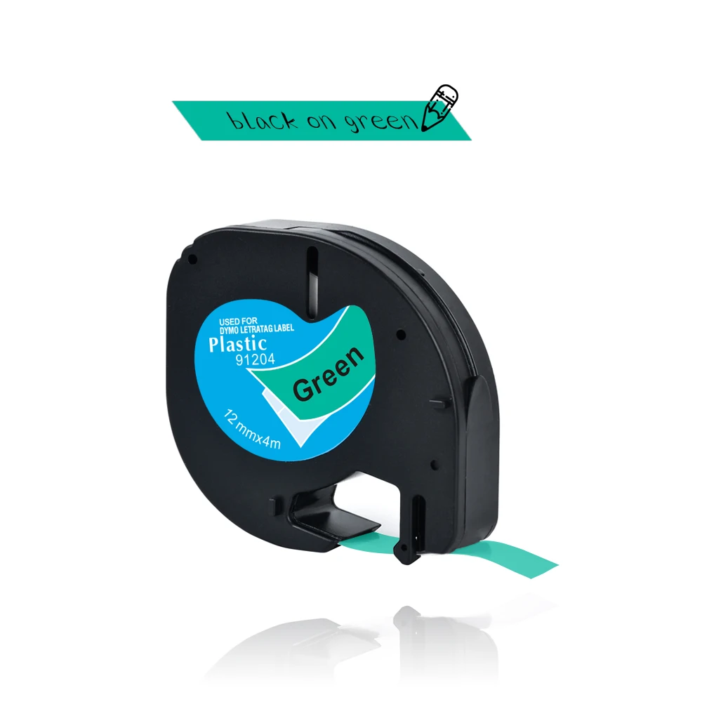 5 PACK Label World LT91204 ribbon Compatible for Dymo LT 12mm*4m Black on green Plastic Tapes LT-100H | Компьютеры и офис