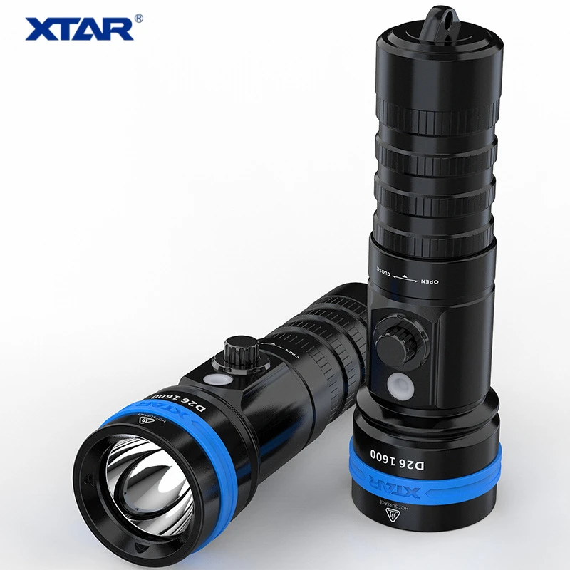 Xtar D26 1600 широкий угол обзора 16340 26650 18650 Дайвинг светильник Магнитный Пресс