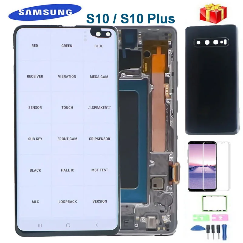 

Оригинальный AMOLED S10 ЖК-дисплей для SAMSUNG Galaxy S10 G973FG G973F G973 S10 Plus G975 G975F/DS сенсорный экран дигитайзер с черными точками
