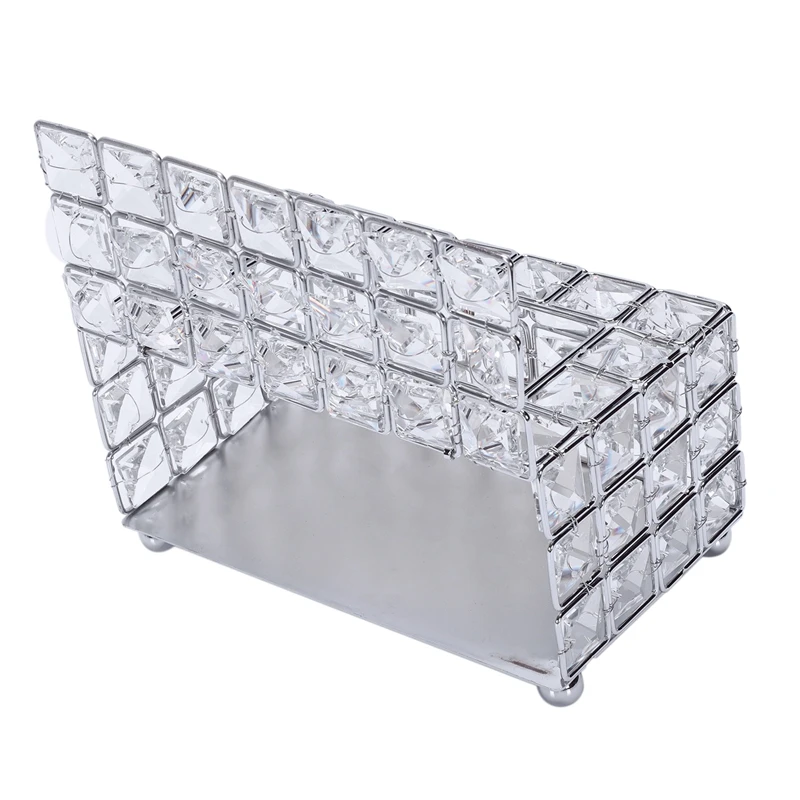 

European Crystal Tissue Box Simple Home Living Room Coffee Table Drawers Desktop Napkin Storage Box Creative Car Silver