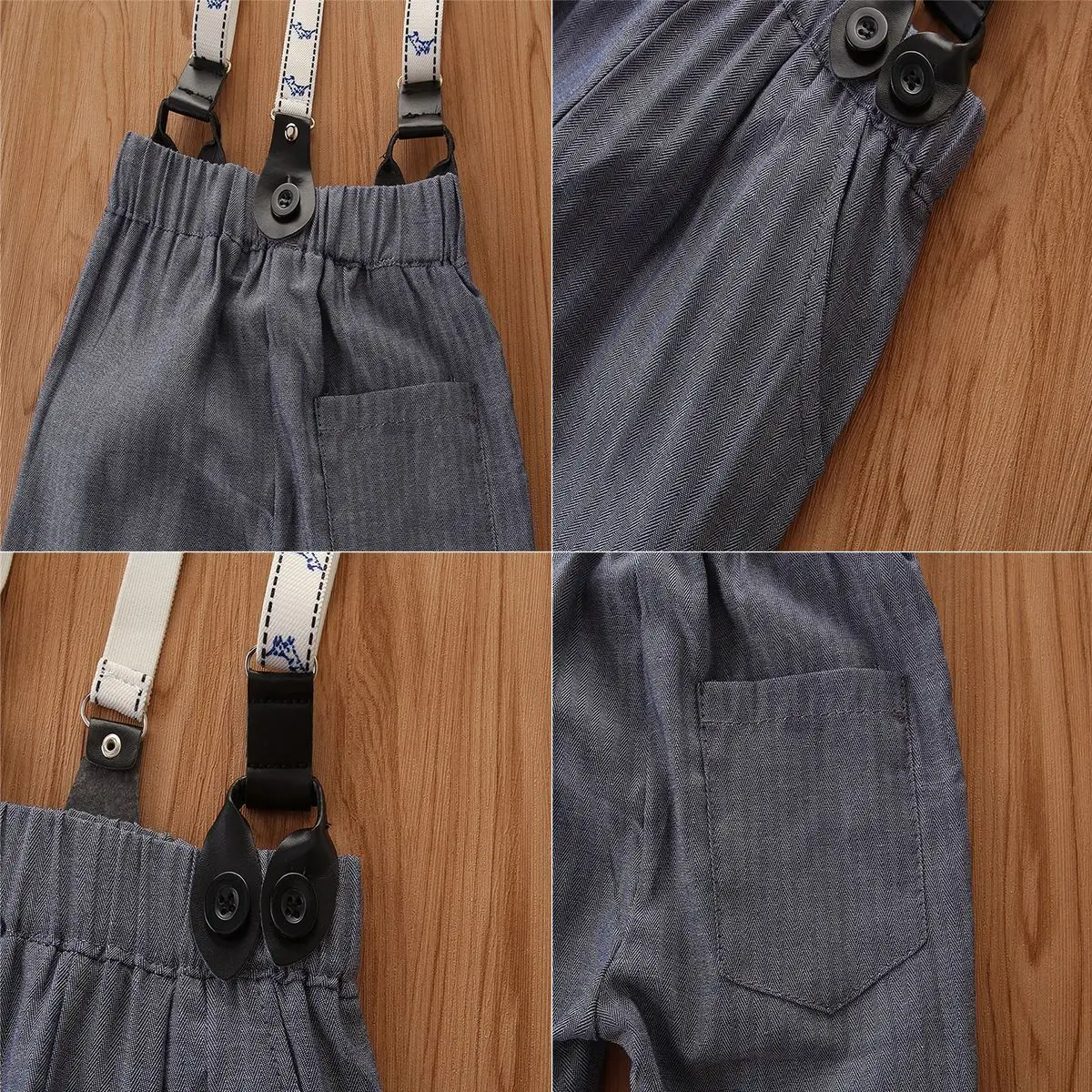 

Hot sale 2pcs Kids Toddler Baby Boy Gentleman Outfit Bow Tie Long sleeve Striped Shirt + Suspenders Pants baby boy clothes 1-6Y