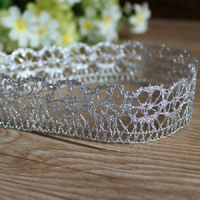 Бесплатная доставка 10 ярдов/партия золотистая серебристая кружевная отделка