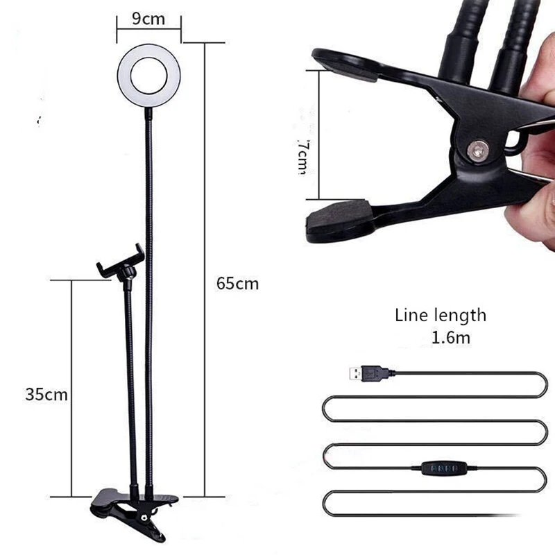 

Mobile Phones Holder Stand Phone Accessories LED Fill Light Mobile Phone Live Broadcast Bracket Selfie Ring Photo Light 4 Inch