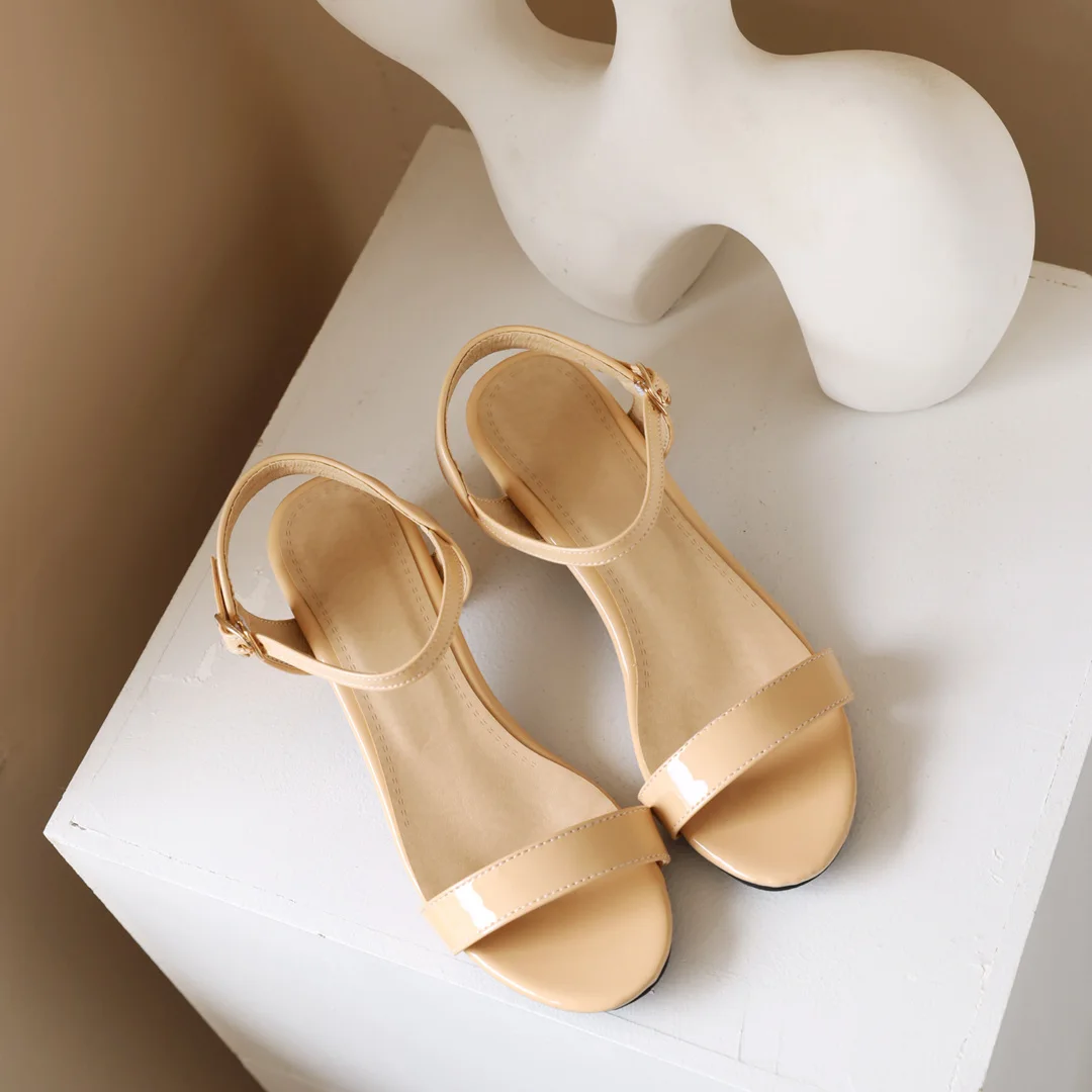 

Womens Sandals Block Single Belt Buckle Patent Leather Sandals Shoes Footwear Plus Size 10 Size 33 Summer Outdoor Shoes Fashion
