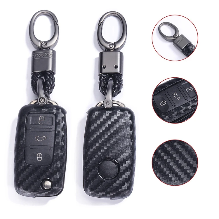 Чехол для автомобильного ключа с узором из углеродного волокна Volkswagen VW Golf 7 GTI R MK7