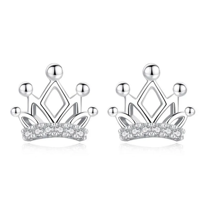 

POPACC 925 стерлингового серебра милое модное Королевское циркониевое кольцо, серьги со шпилькой, для женщин, ювелирные изделия