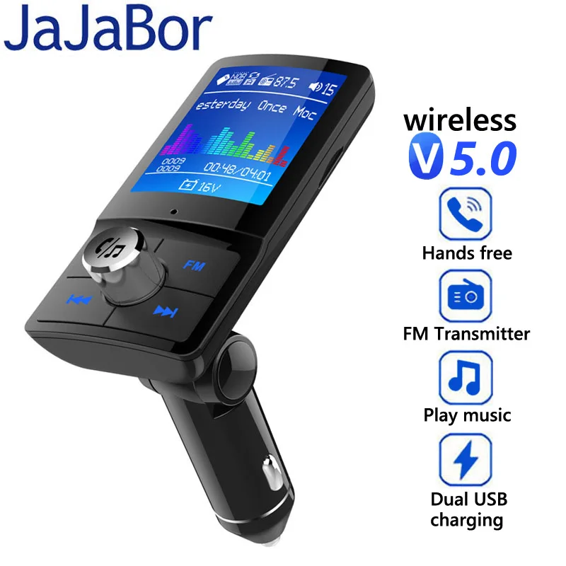 JaJaBor FM передатчик Bluetooth 5 0 автомобильный комплект громкой связи AUX музыкальный