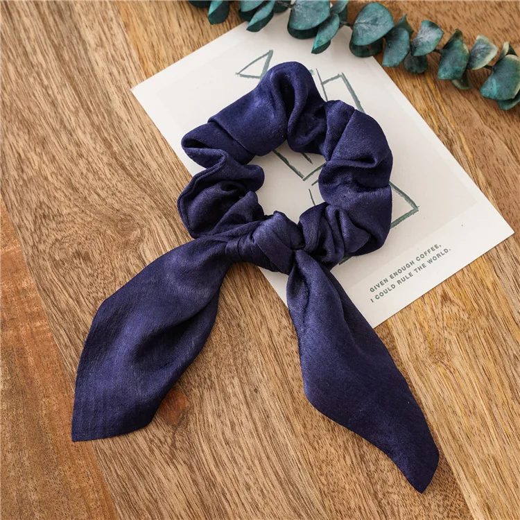

Cross border Ribbon Hair loop tassel knot large intestine loop cloth loop simple solid color rabbit ear loop silk headdress