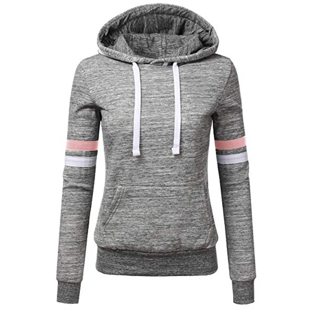 Women Stripe Sweatshirt Long Sleeve Hooded Pocket Pullover Tops Hoodie Streetwear Women Oversized Hoodies Sudaderas Con Capucha