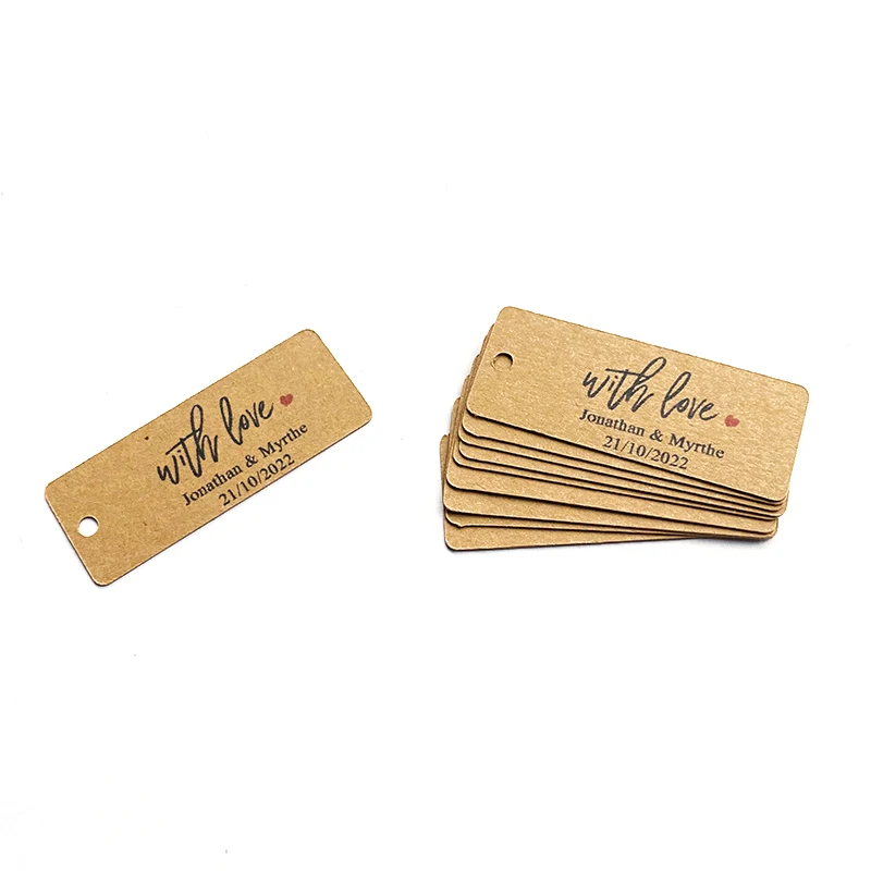 

100pcs Wedding Favor Tags Size 0.8''x2"- Personalised With Love Mini Kraft Gift Tag Custom Thank you Tags Gift Tags Party Decor