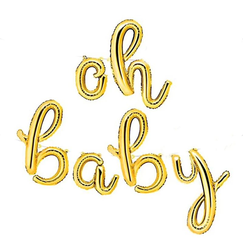 

16 Дюймов золотистого и серебристого цвета с надписью OH Baby Script Фольга воздушные шары для вечеринки будущей матери украшения День рождения По...
