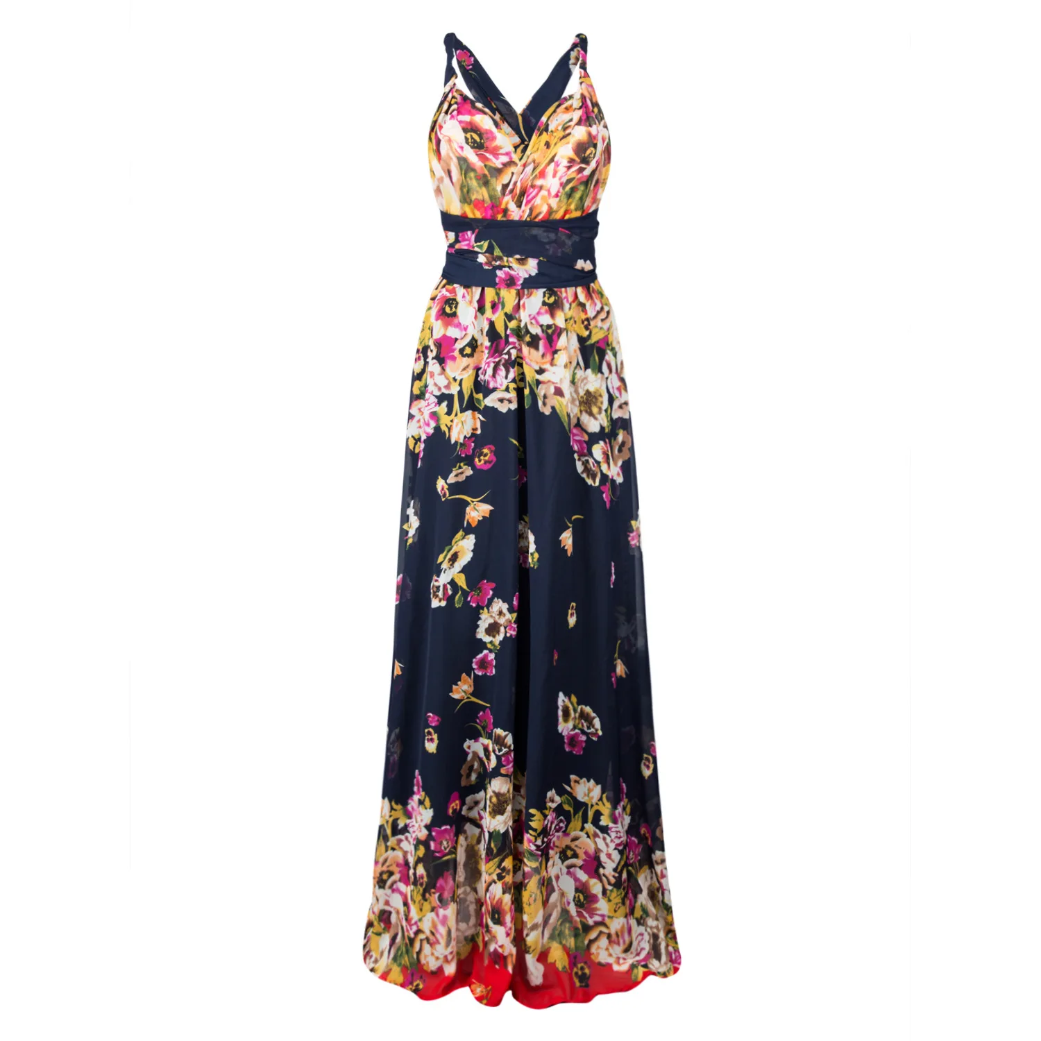 

Summer Women Boho Floral Printed Dresses Fashion Ladies Sleeveless Party Evening Long Maxi Dress
