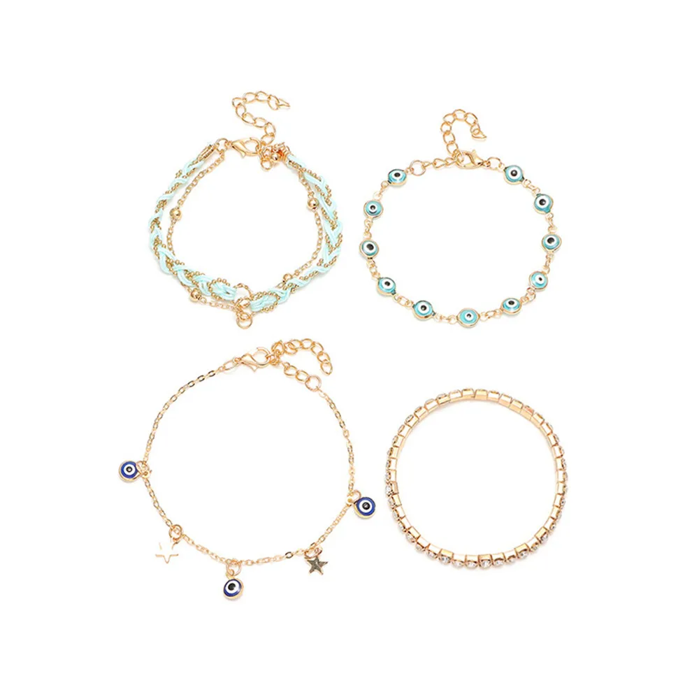 MLING 4 шт./компл. Винтажный Золотой сплав бисер кристаллы браслет набор богемный