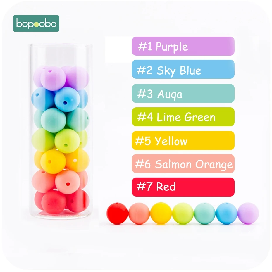 Rainbow Bopobo 100 шт силиконовые бусины 12 мм пищевого качества Силиконовые Прорезыватели Детские обучающие игрушки безопасные и натуральные силиконовые бусины экологичные - Цвет: Rainbow