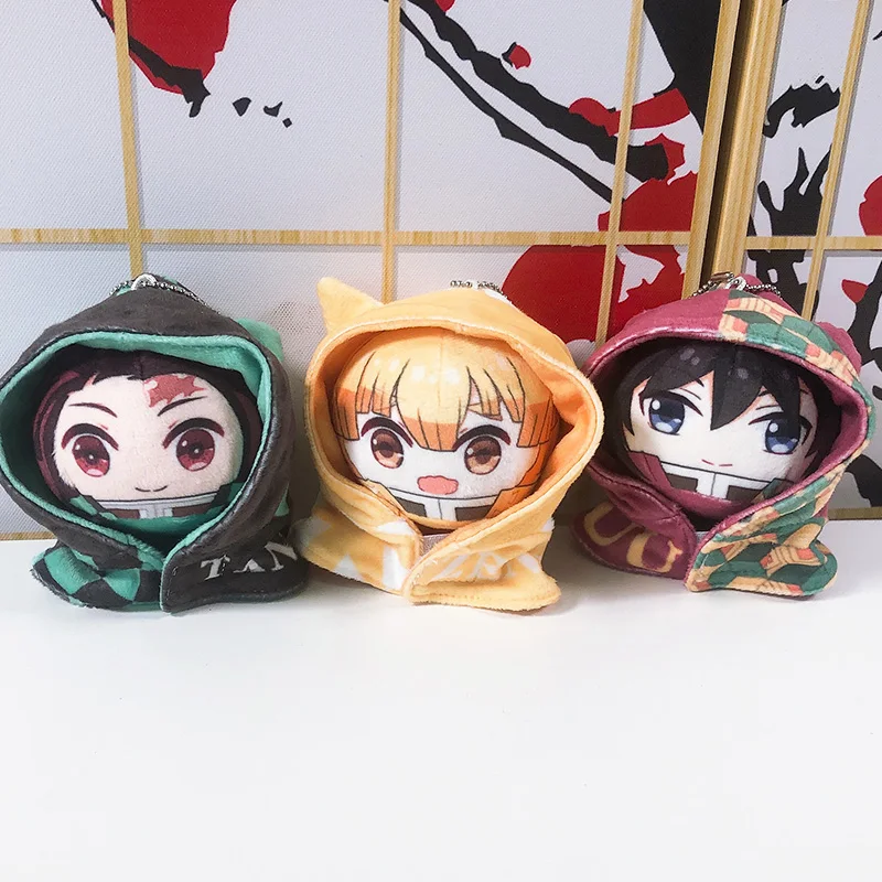 

10cm Kawaii Anime Plushies Kimetsu no Yaiba Keychains Plush Toys Detachable Cloak Pendants Figure Plush Dolls Japanese Keyring