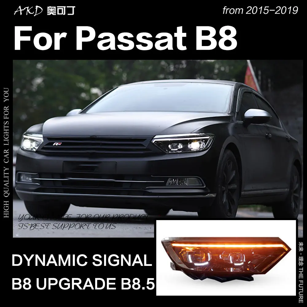 AKD автостайлинг фара для VW Passat B8 светодиодный ная 2015 2019 Magotan DRL Hid ангельский глаз