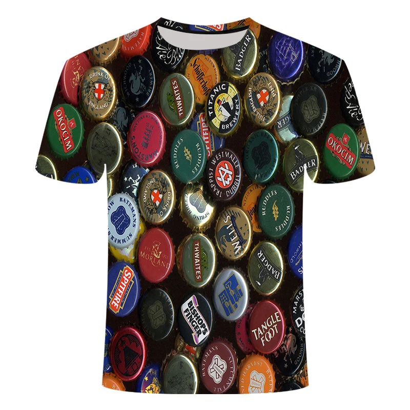 

funny t shirts Summer 2019 men's clothing brand o-neck clock jacket beer short-sleeved 3d t shirt digital printing T-shirt large