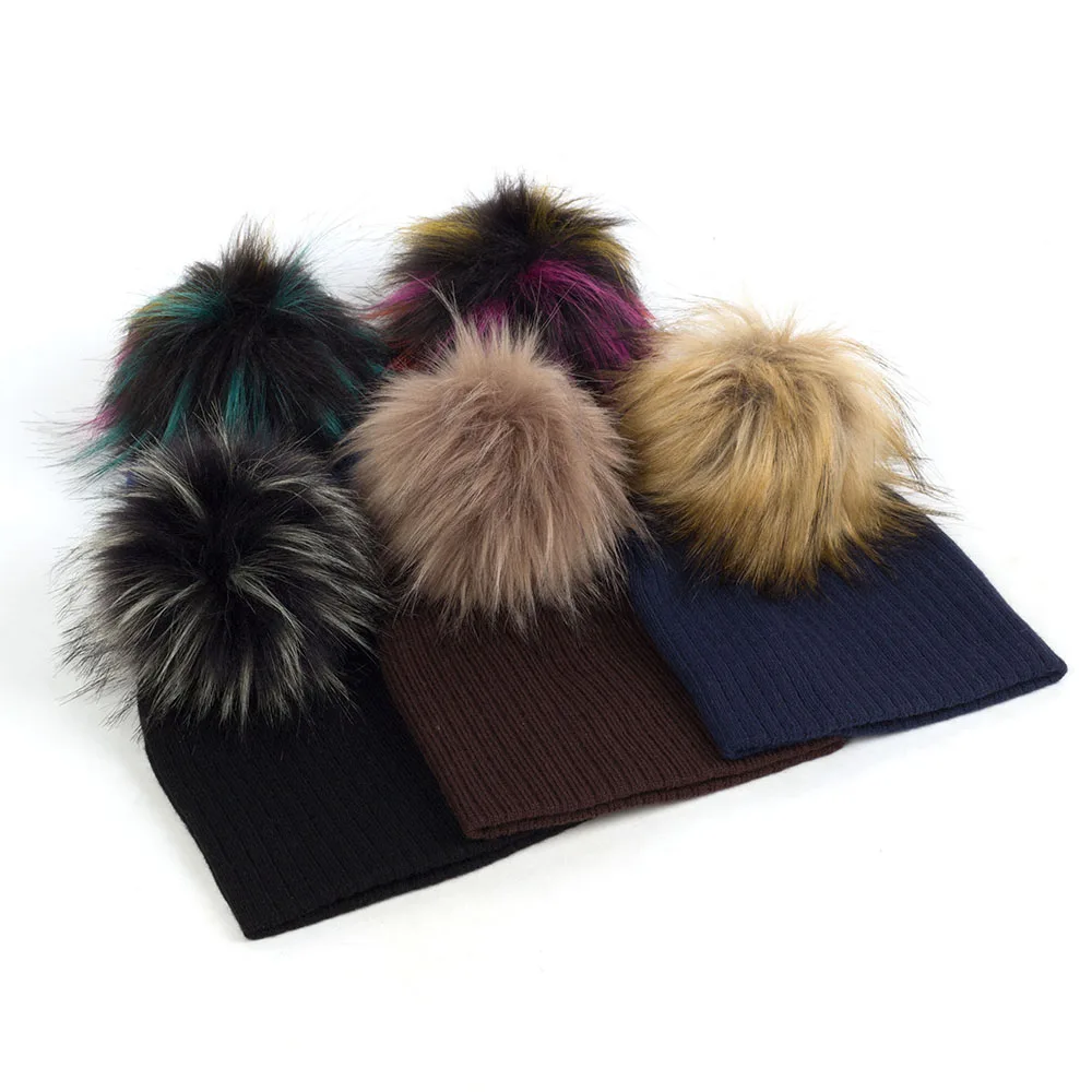 Geebro/Модная зимняя теплая вязаная шапка для маленьких девочек, утепленное трикотажное эластичное шапочка с помпонами, прочная чашка, эластичная DK942