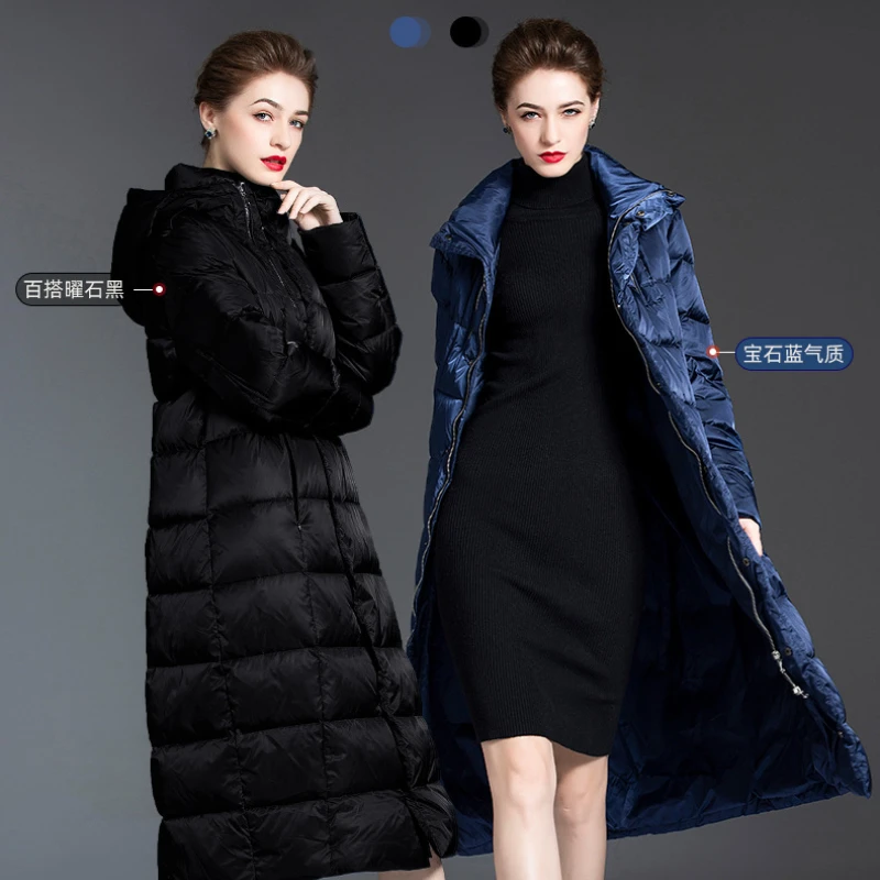 221 оригинальный толстый пуховик средней длины женская зимняя одежда выше колена