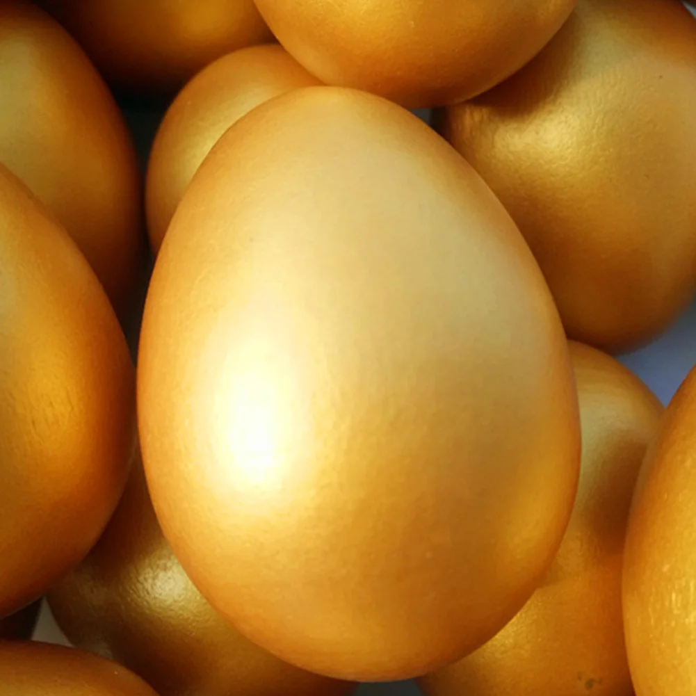 

5Pcs Wooden Simulation Easter Eggs Gold Egg Children Kitchen Game Food Toy Party Favor Diy Painting Easter Egg Golden