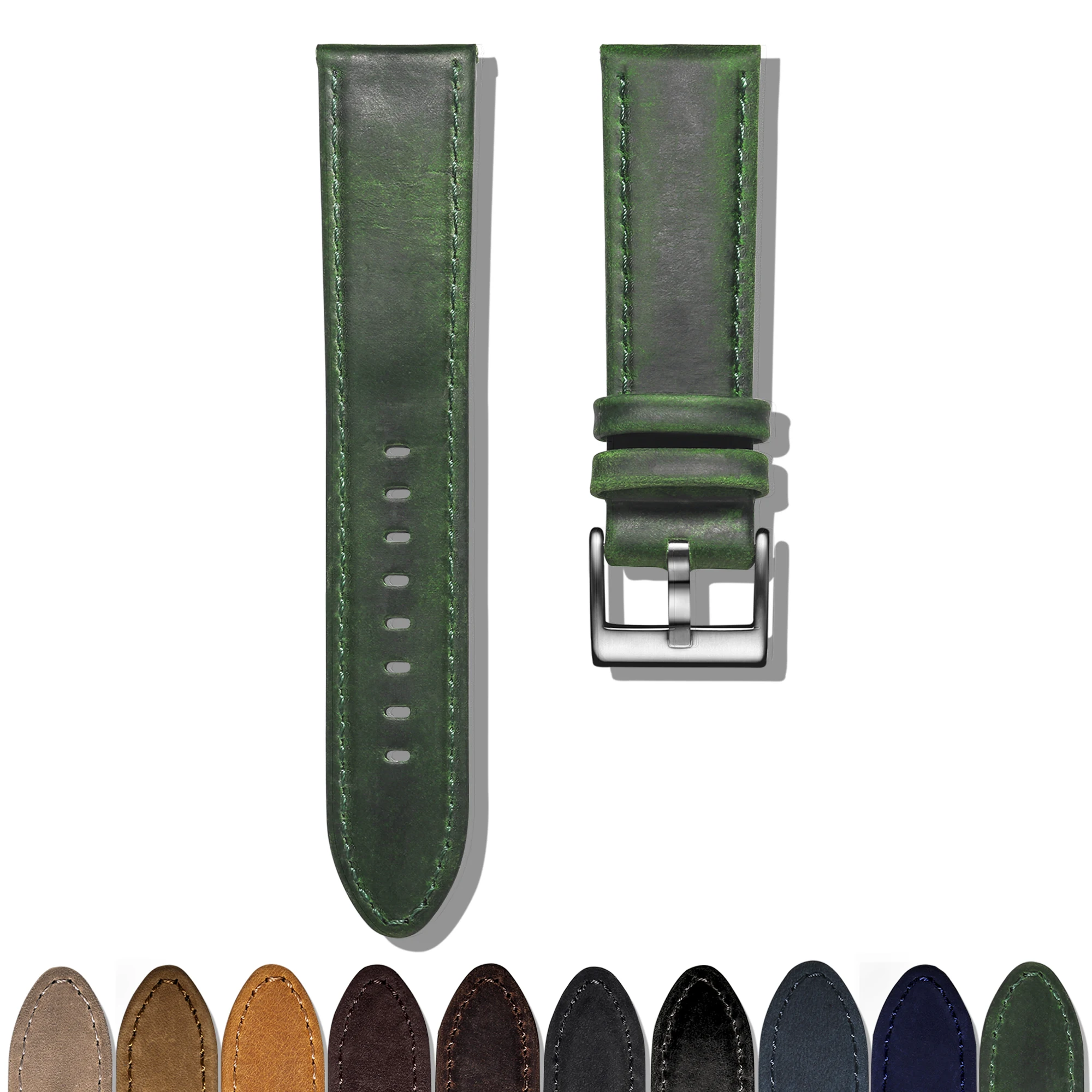 Кожаные ремешки для часов Hemsut зеленый сменный ремешок ручной работы мужчин и