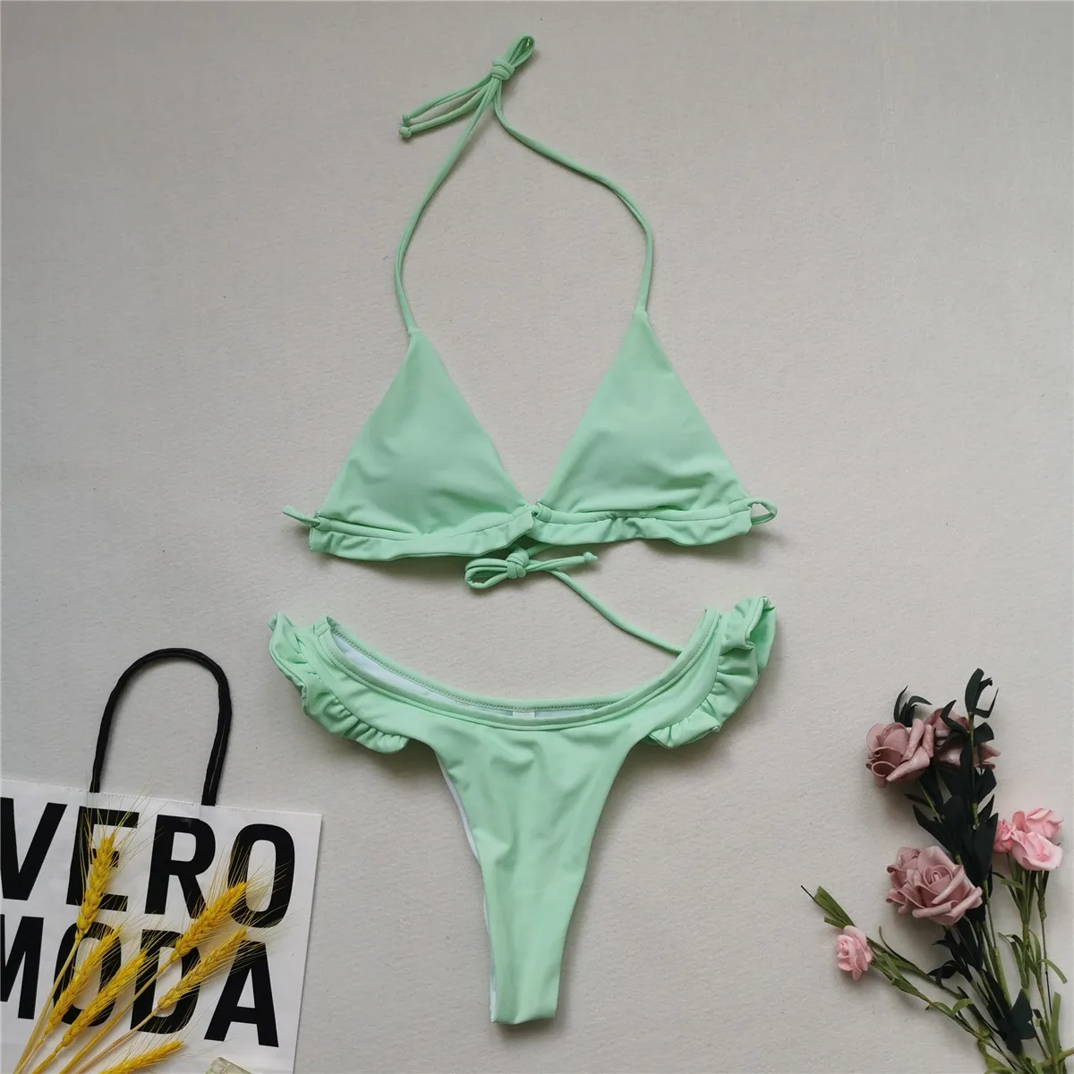 

Sexy bikini 2021 Mujer swimwear Women biquinis Feminino bathers Ruffles bathing suit Push up swimsuit Female beach wear