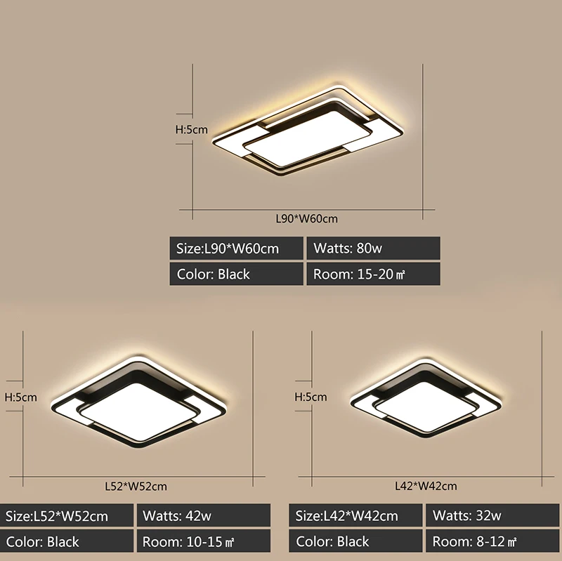 Черные современные светодиодные потолочные лампы для гостиной спальни учебы