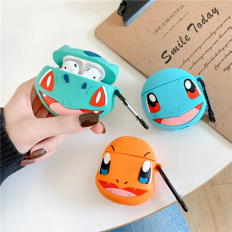 Для AirPods Apple чехол 3D Charmander Squirtle Bulbasaur чехол для наушников для Airpods 1 2 силиконовый чехол Аксессуары Защитная крышка
