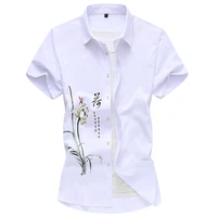 19 colors style white shirt 2021 summer new arrival mens casual short sleeve printed shirt fashion print beach blouse 5xl 8xl
