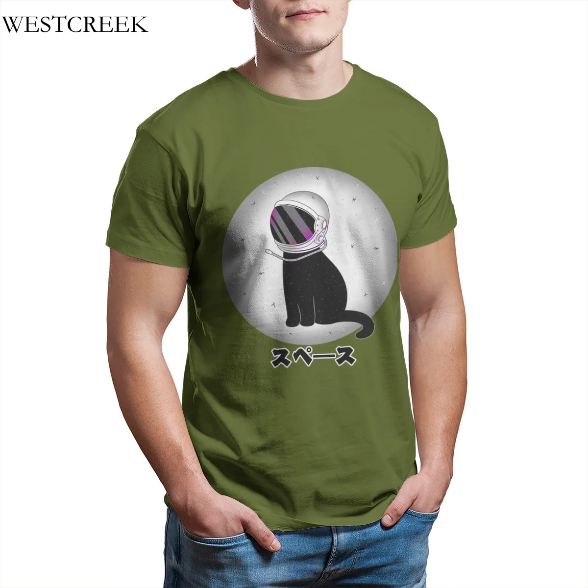 

Wholesale Men's T-Shirt Space Cat Kawaii Anime Top quality Men Clothing 35191